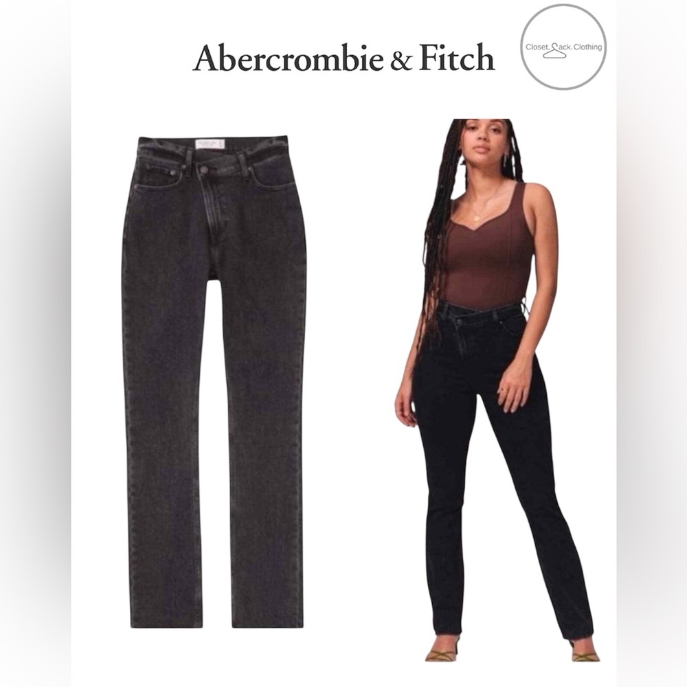 Abercrombie Curve Love 90s Slim Straight Crossover Jeans Black 10S